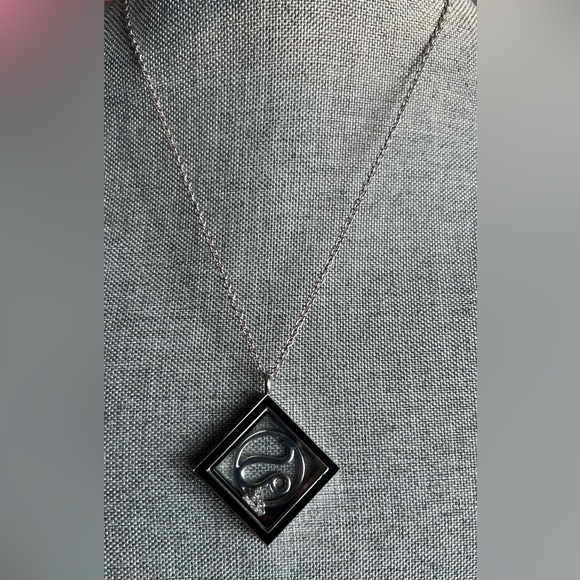 SOUTH HILL Square Black Floating Locket Necklace Charms Leo Zodiac Letter A Red - Picture 2 of 9